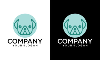 dog pet care outline line art monoline logo vector icon design