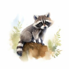 Fototapeta na wymiar raccoon cartoon drawing on white background.