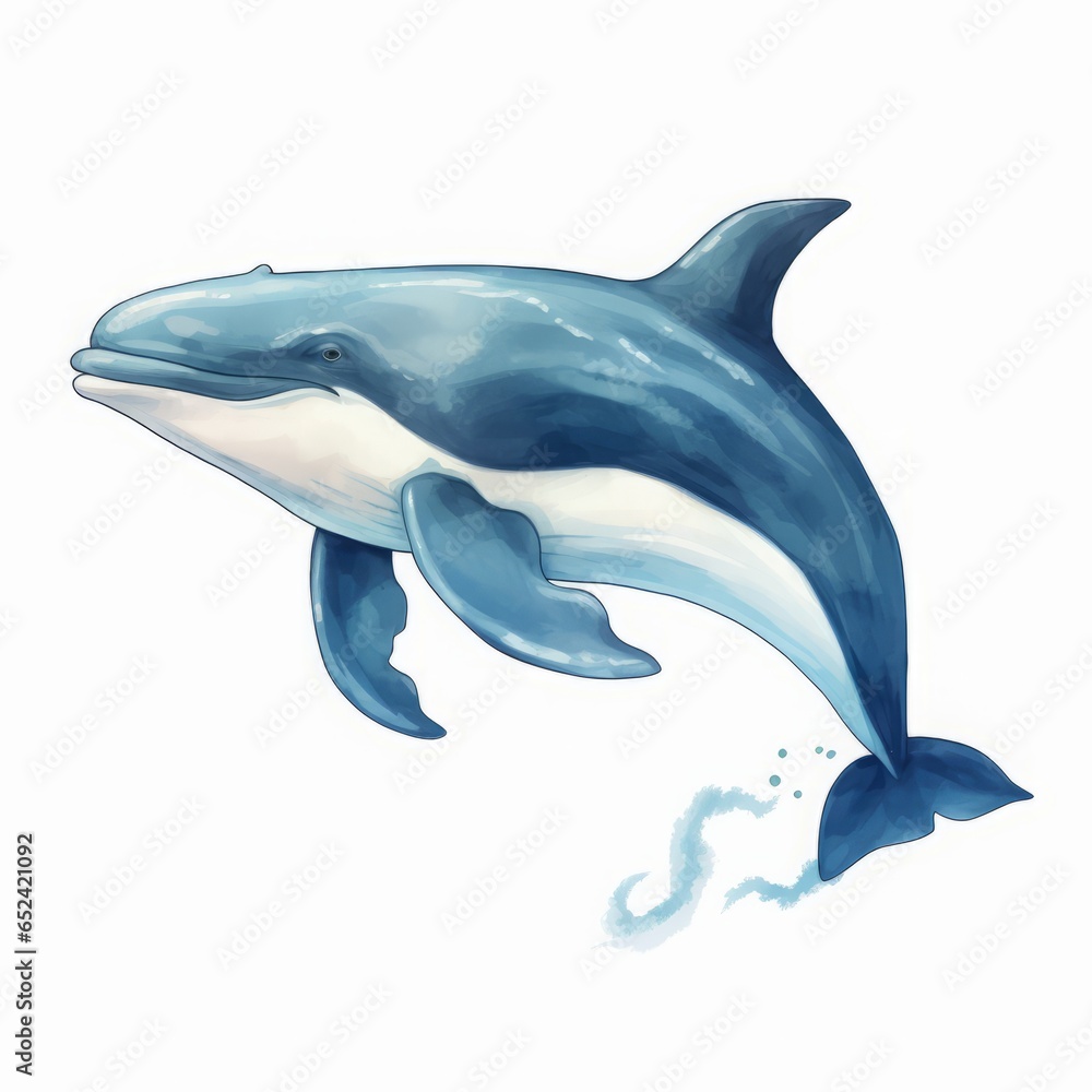 Wall mural whale drawing on white background. - Wall murals