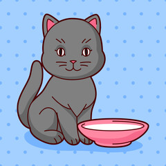 Illustration of cute kawaii cat. Fun animal.