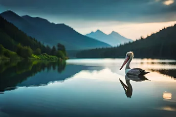 Fototapete Rund swan on the lake © Aansa