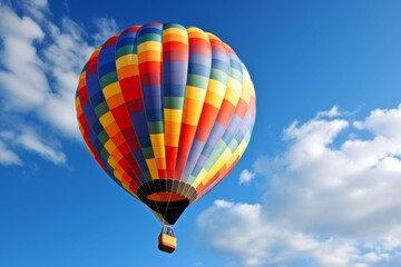 Naklejka premium Air balloon flying blue sky. Generate Ai