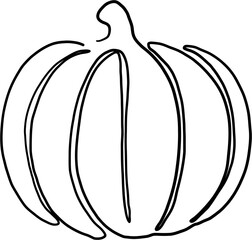 continuous freehand drawing of pumpkin.