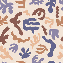 hand drawing. modern style pattern of abstract shapes in pastel colors