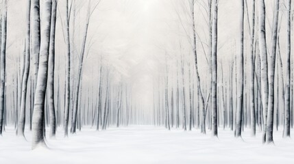  a snow covered forest filled with lots of trees and snow.  generative ai