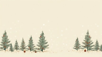 a horizontal image of pine trees on the margin with space for copy in a Nature-themed illustration as a JPG. Generative ai