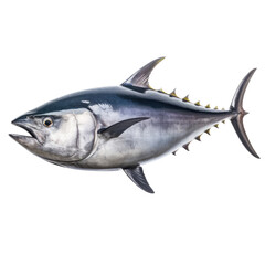 Tuna, side view in an isolated and transparent PNG in a Food-themed, photorealistic illustration. Generative ai