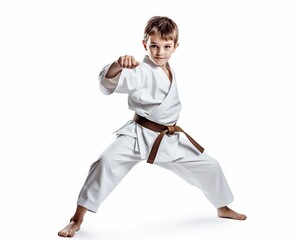 karate boy isolated on white