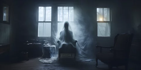 Fotobehang ghost in spooky house © sam