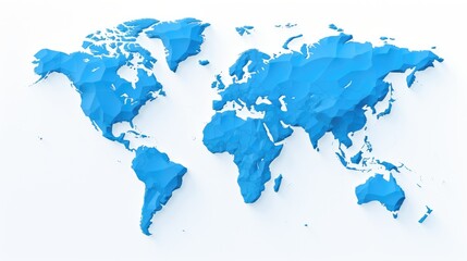 blue world map  isolated white background  earth globe
