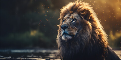 portrait of lion, cinematic photography