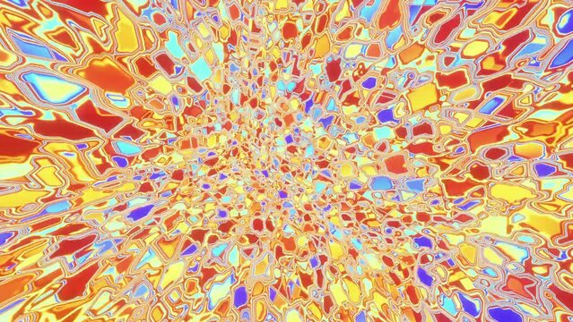 Psychedelic colorful noise flickering segments as a looping background 3d render. Vj loop for night club, music festival, Dj disco