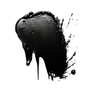 recommend clip art: Damp artwork with wet splashes and sprinkles isolated on transparent background, smear of black oil or acrylic paint. Png clipart element.