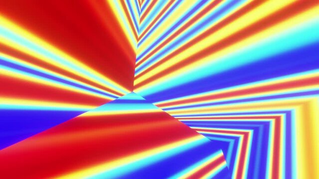 Abstract geometric lines multicolored moving randomly vj loop 3d render. Magic transformation psychedelic pattern for disco club, dj nightlife kaleidoscope, music festival