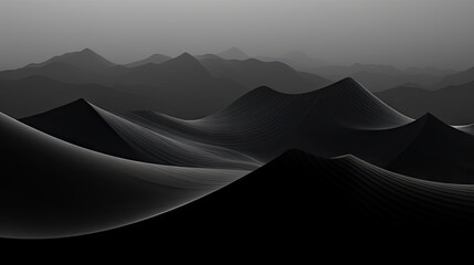 Fototapeta na wymiar a black and white photo of a mountain range in the distance. generative ai