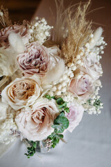 luxurious bridal bouquet natural dried flowers in pastel colors