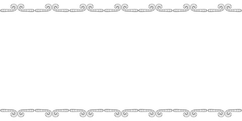 Vector background, frame, border from outline candy cane. Horizontal top and bottom edging, decoration on theme sweet New Year and Christmas. For greeting cards, invitations, xmas design