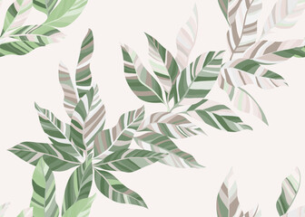 Fototapeta na wymiar Detailed eucalyptus foliage seamless pattern vector. Bright organic summer fashion fabric