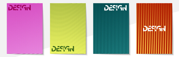 Geometric cover design templates A-4 format. Editable set of layouts for covers of books, magazines, notebooks, albums, booklets. Modern colors.