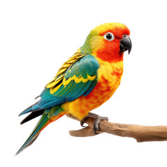 Fototapeta premium a Fig Parrot side view, in an isolated and transparent PNG in a Nature-themed, photorealistic illustration. Generative ai