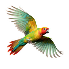 Obraz premium Edward's Fig Parrot in-flight in a Nature-themed, side view, photorealistic illustration in a transparent PNG, cutout, and isolated. Generative ai