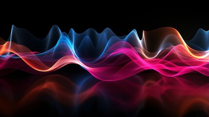 vibrant colored sound wave on black background - abstract music visualization
