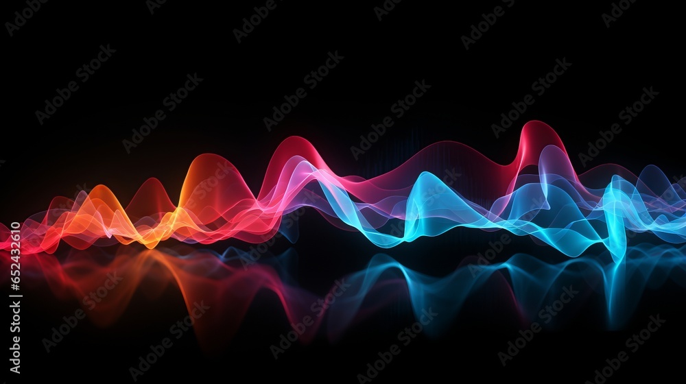 Canvas Prints vibrant colored sound wave on black background - abstract music visualization