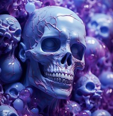 skull in blue and purple