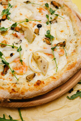 craft pizza in a wood-fired oven