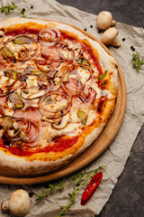 craft pizza in a wood-fired oven