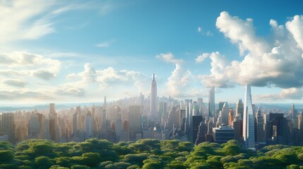 Fototapeta na wymiar Captivating panoramic cityscape, wide angle view 