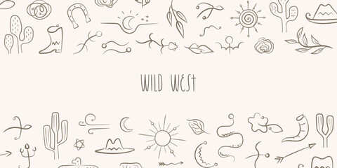 Wild west banner witl textured line elements