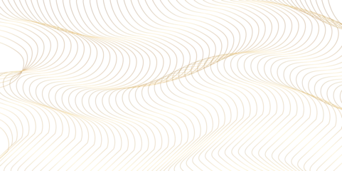 Rolgordijnen Abstract luxury gold wavy flowing dynamic smooth curve lines isolated on black background. Digital future technology concept. Design for web design, cover, technology, science, data, music, magazine. © Ahmad Araf