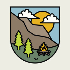 Nature and bonfire graphic illustration vector art t-shirt design