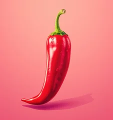 Foto op Canvas Red hot chili pepper isolated on a transparent background, Red hot natural chili pepper pod realistic image, generative ai © Евгений Кобзев