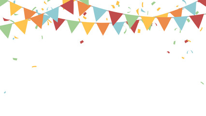 Fototapeta na wymiar celebration bunting party pastel flags and confetti on transparent background vector illustration