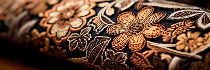 Intricate woven patterns of Jacquard fabric captured in detailed close-up 