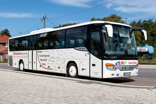 Norden, Germany - September 1, 2023: Edzards Reisen Setra S 416 H bus at Norden central bus station