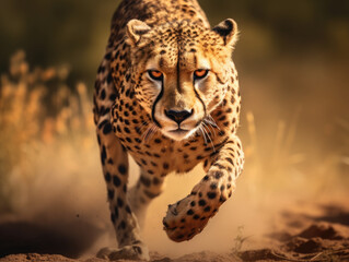 A majestic cheetah, poised for a sprint, exuding power and grace.