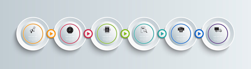 Infographics timeline circle paper with 6 data horizontal template. Vector illustration abstract background. Can be used for workflow layout, business step, brochure, flyers, banner, web design