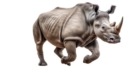 Obraz premium a Rhinoceros running in different positions in a Nature-themed, photorealistic illustration in a transparent PNG, and isolated. Generative ai