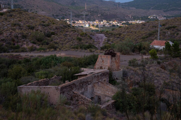 Portman mines and coast by evening in Cartagena Murcia Spain
