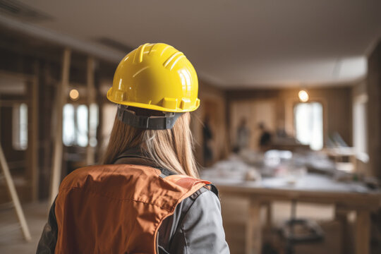 a female construction worker, the reality and challenges of women working in construction in a male-dominated industry on International Women's Day concept