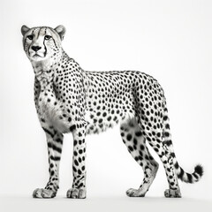 Black and white Cheetah on a white background