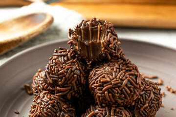 brigadeiro, delicious traditional dessert party snack with sprinkles