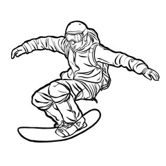 snowboarding extreme player playing downhill