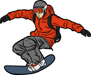 snowboarding extreme player playing downhill 
