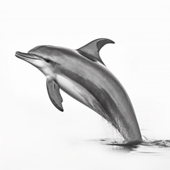 Black and white Dolphin on a white background