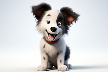 Border Collie dog on a white background. Adorable fluffy animal. Generated by generative AI	