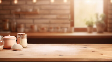 Fototapeta na wymiar Blurred background with kitchen countertop